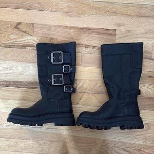 Zara Black Combat & Moto Boots